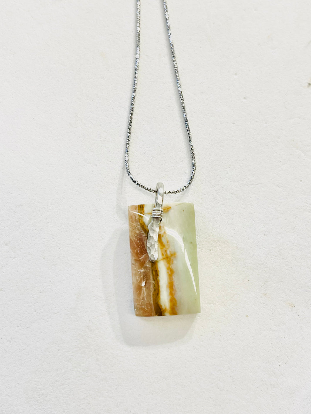 Pendant with square light color Opalized wood