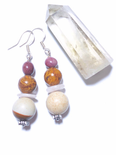 Earrings with picture jasper and citrine