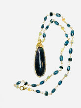 Necklace with black Kalimaya matrix opal