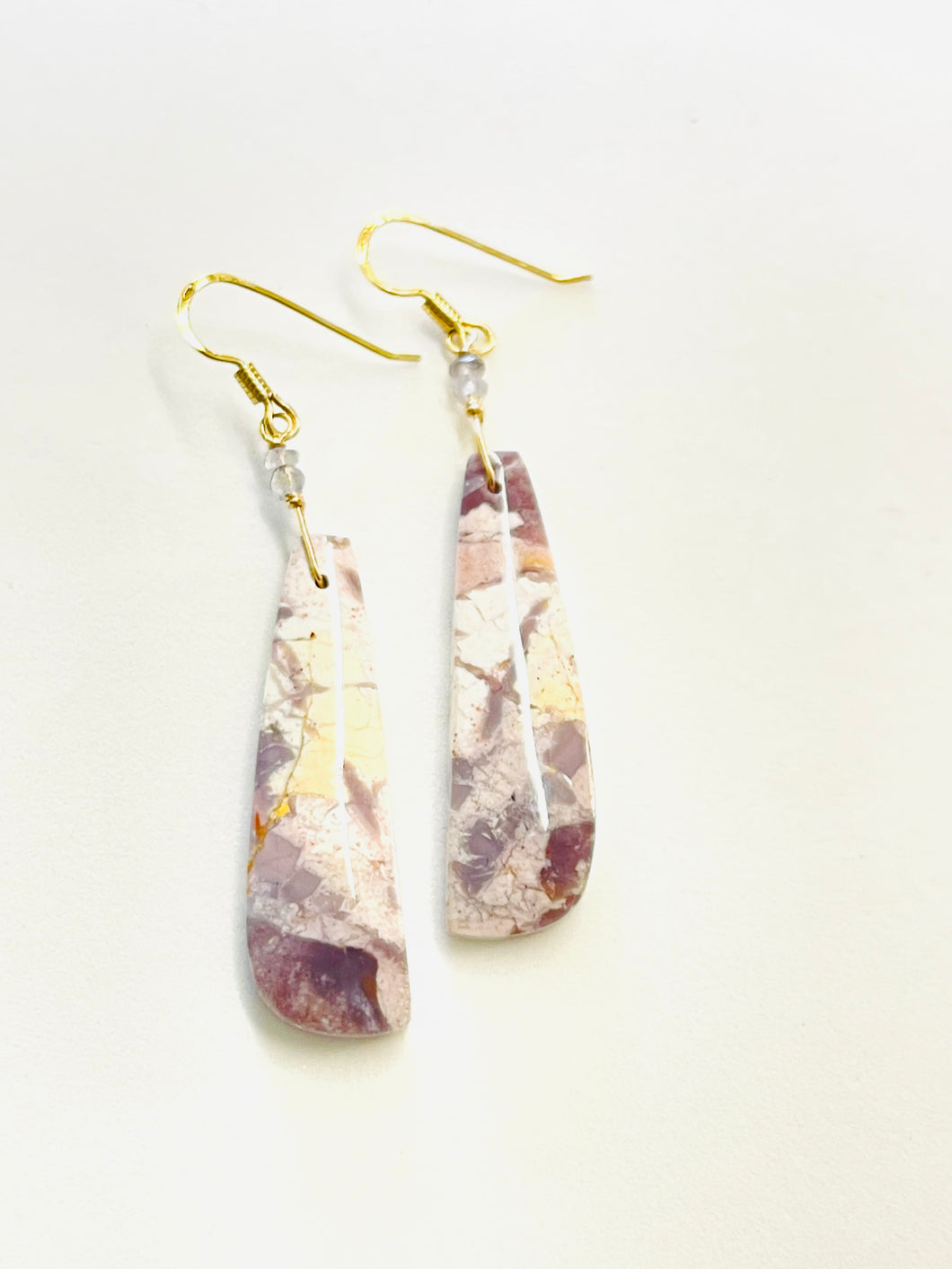 Earrings with long ocean jasper