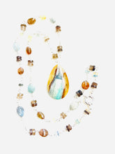 Necklace with opal wood and various stones