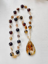 Necklace with Amber and Rutilated quartz beads