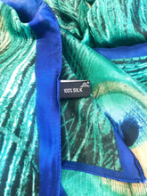 Shawl with peacock in green