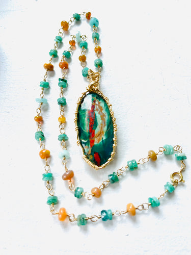 Necklace with pancawarna Agate