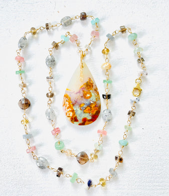 Necklace with Moss Agate and various other stones
