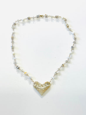 Necklace with white fossil coralligerous stones - no earrings