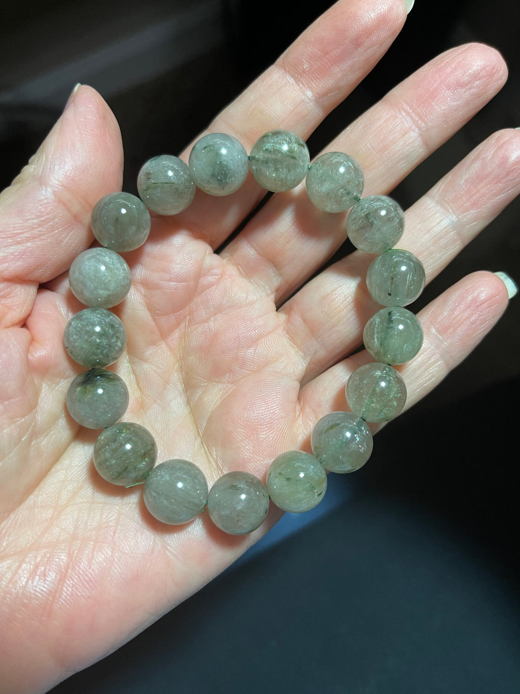 Bracelet with green Rutilated  quartz
