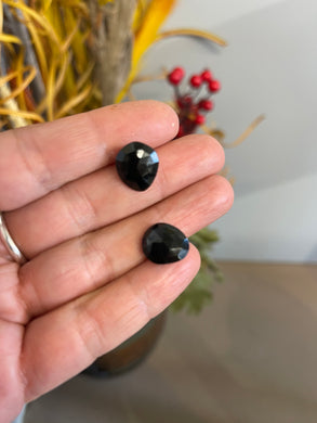 Studs of black onyx faceted