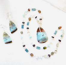 Necklace with multiple colors opalized wood