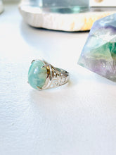 Ring with grey green opal wood