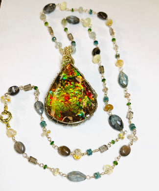 Necklaces with big Ammolite