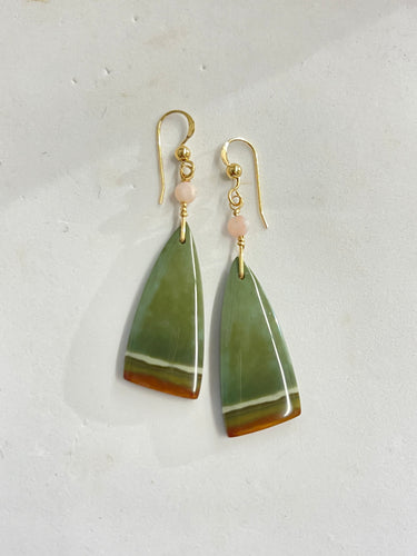 Earrings with green jasper